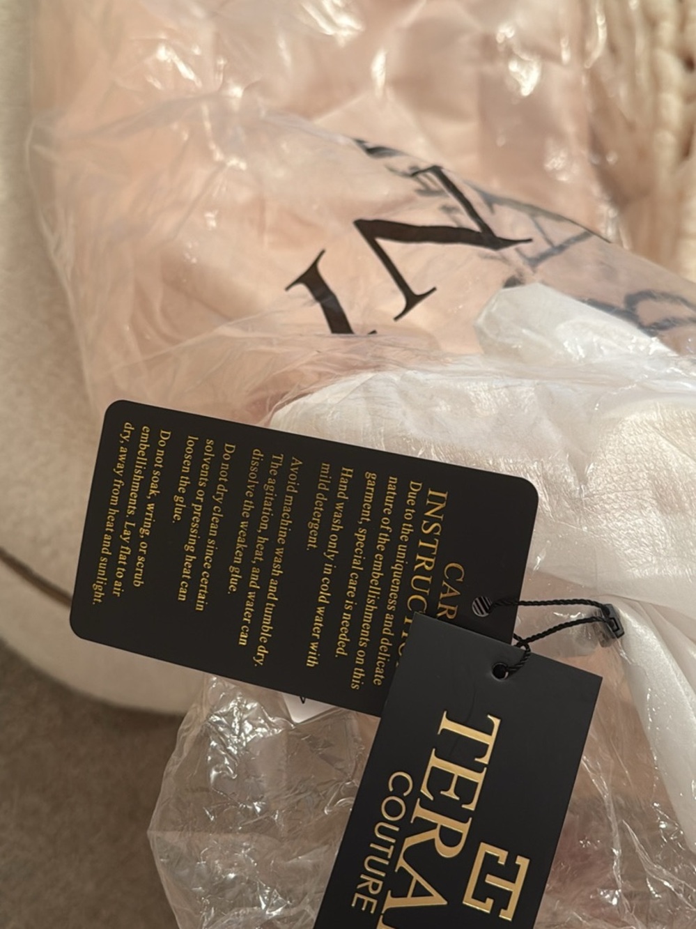 Terani Couture Blush Strapless Gown with 3D Floral Appliqués - Picture 4 of 5